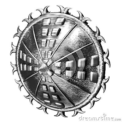 Steel Round Shield Cartoon Illustration