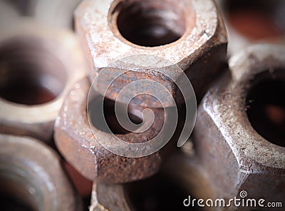 Steel rusty nuts Stock Photo