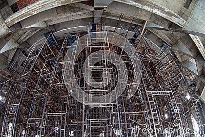 Steel scaffolding used in construction Stock Photo