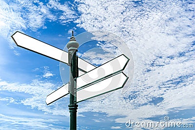 Steel signpost arrows shape Stock Photo