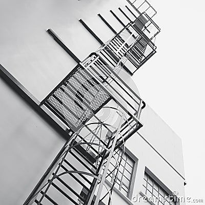 Steel Stairs Ladder Modern building Exterior Architecture detail Stock Photo