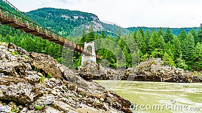 The Alexandra Bridge on the Trans Canada Highway as it crosses the Fraser River between Spuzzum and Hell`s Stock Photo