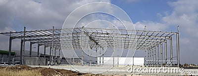 Steel structures of industrial building Stock Photo