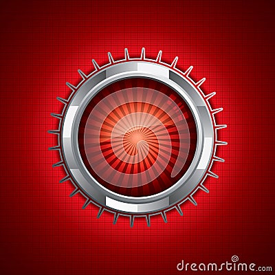 Steel style security button Vector Illustration