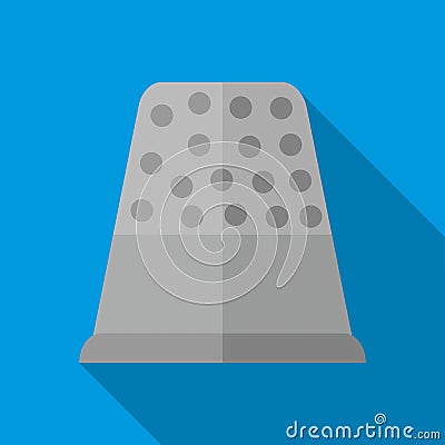 Steel thimble icon, flat style Vector Illustration