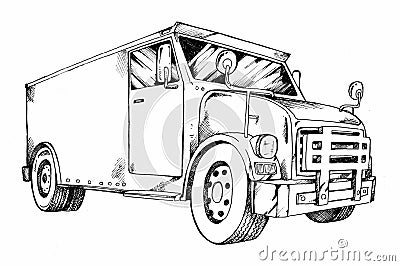 Steel Truck Cartoon Illustration