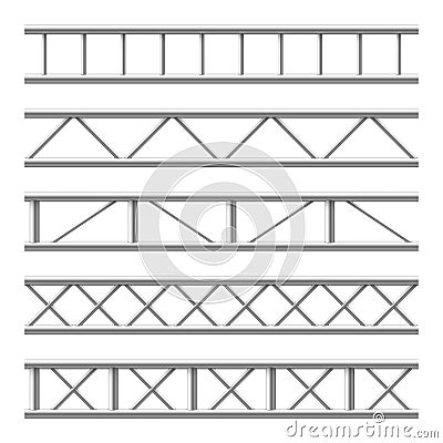 Steel truss girder seamless structure. Metal framework for billboard. Isolated vector set Vector Illustration