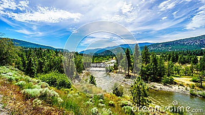 Steel Truss Railway Bridge over the Nicola River Stock Photo