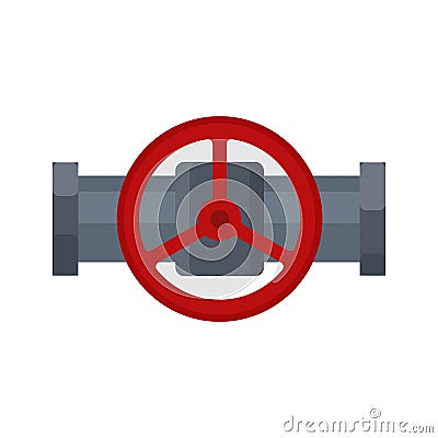 Steel valve icon, part of tube and pipeline isolated on white background. Flat element of water tubing, plumbing Vector Illustration