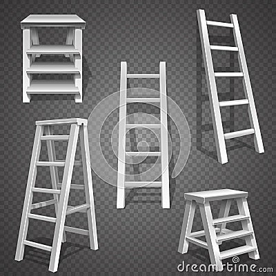 Steel vector staircases. Metal ladder, aluminum stairs vector Vector Illustration