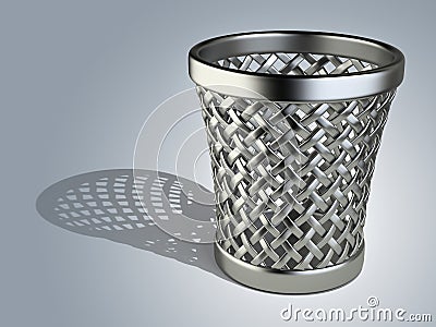 Steel wastepaper basket empty Cartoon Illustration