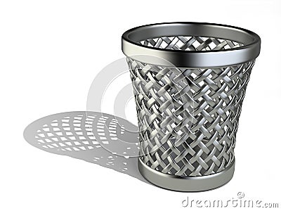 Steel wastepaper basket empty Cartoon Illustration