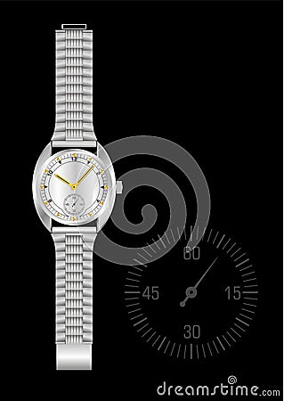 Steel watch Vector Illustration