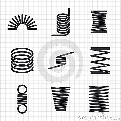 Steel wire flexible spiral coils spring Vector Illustration