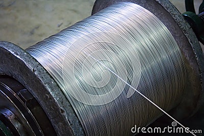 Steel wire reel Stock Photo