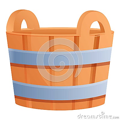 Steel wood bucket icon, cartoon style Vector Illustration