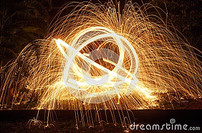 Steel Wool Sparks Stock Photo