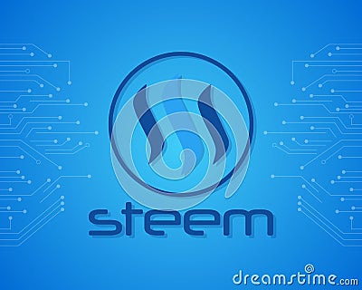 Steem blockchain on blue background Vector Illustration