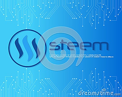 Steem blockchain on blue background Vector Illustration