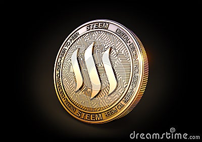 Steem - Cryptocurrency Coin. 3D rendering Stock Photo