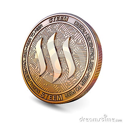 Steem - Cryptocurrency Coin. 3D rendering Stock Photo