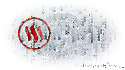 Steem - Logo on Digital Background. Stock Photo