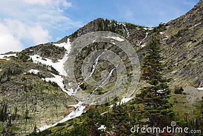 Steep cliff of snow mountain Stock Photo