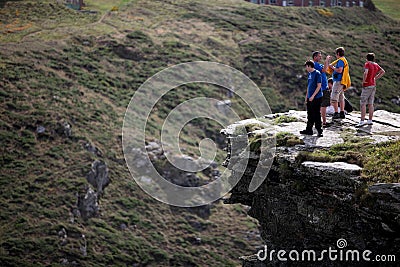 Steep Cliffs of Tintagel Castle in Cornwall Editorial Stock Photo