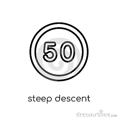 steep descent sign icon. Trendy modern flat linear vector steep Vector Illustration