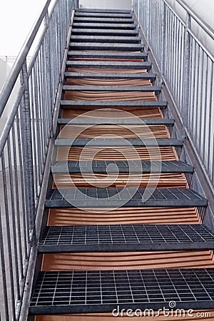 Steep metal stairs going up Stock Photo