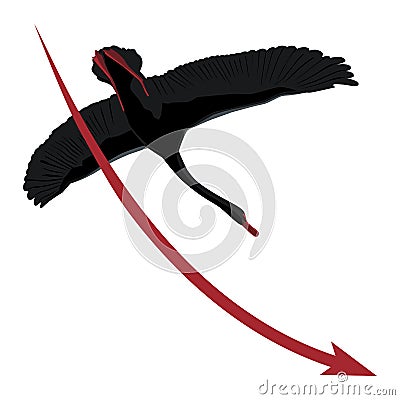 Steep peak of the black swan. The crisis. Illustration Stock Photo