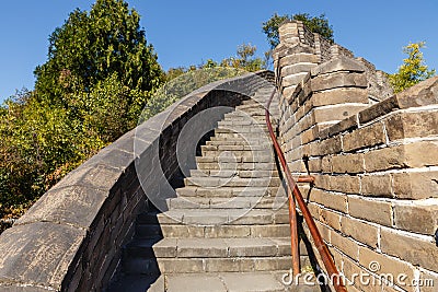Steep stairs of the Great Wall of China Stock Photo