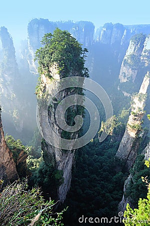 Steep stone mountain at zhangjiajie Stock Photo