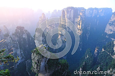 Steep stone mountain at zhangjiajie Stock Photo