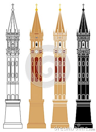 Steeple Lecco city in front view Vector Illustration