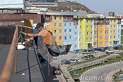 Steeplejack at work Stock Photo