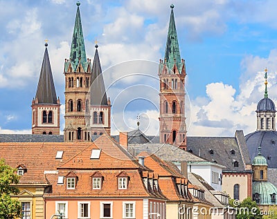 Steeples and spires of churches in Wurzburg, Germany Stock Photo