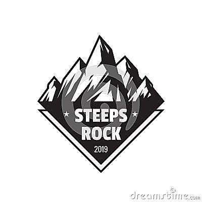 Steeps rock outdoor adventure - vector logo template concept illustration. Abstract mountains silhouette creative badge sign. Vector Illustration