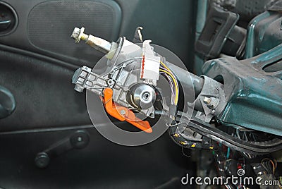 Steering column with ignition lock Stock Photo