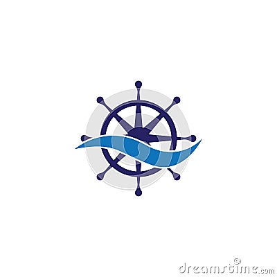 Steering ship logo template vector Cartoon Illustration