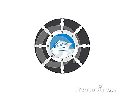 steering ship vector logo icon of nautical maritime Vector Illustration