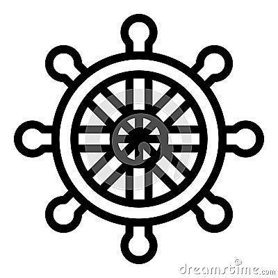Steering ship wheel icon, outline style Vector Illustration