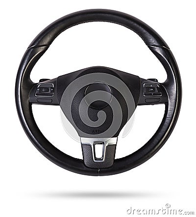 Steering wheel for car and truck isolated on white background. Automobile vehicle part or equipment. Round modern style consist of Stock Photo