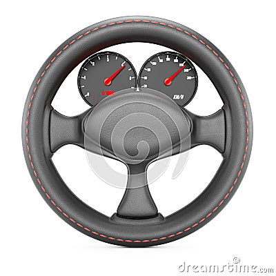 Steering wheel with dashboard Stock Photo