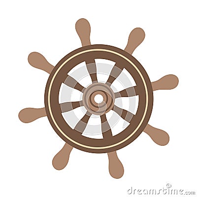 braun steering wheel in a flat cartoon style Vector Illustration