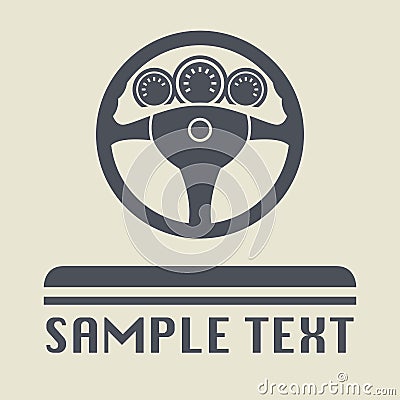 Steering wheel icon or sign Vector Illustration