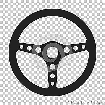 Steering wheel icon. Vector illustration on isolated transparent Vector Illustration