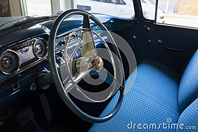 Steering wheel and interior of a classic buick car Editorial Stock Photo