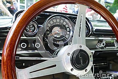 Steering wheel from restored Automobile Editorial Stock Photo