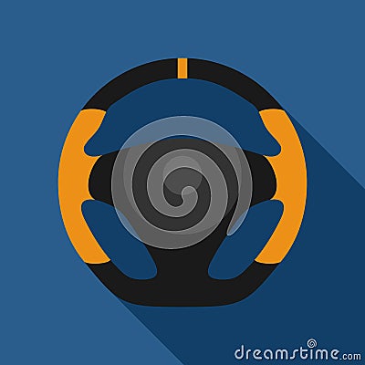 Steering wheel sport car icon isolated on yellow background. Car wheel control silhouette, Black auto part driving in Vector Illustration